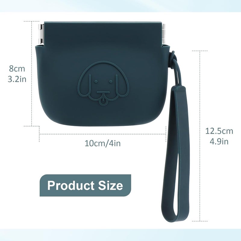 WALLFID Silicone Dog Treat Pouch, Auto Closure, with Pet Training Clicker, Walking Bag for Dog and Cat, Pocket Size, Easy to Clean, Odorless, Travel Walking Bag (Dark Green) - Image 3